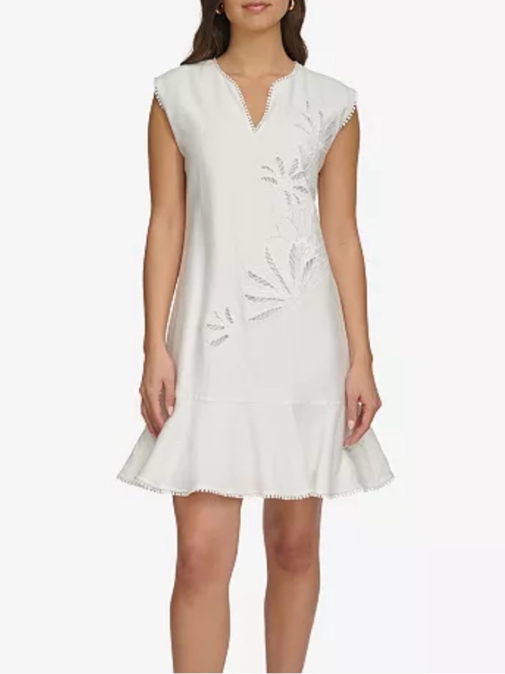 DKNY Embroidered Pom-Pom Cutout Dress size 12